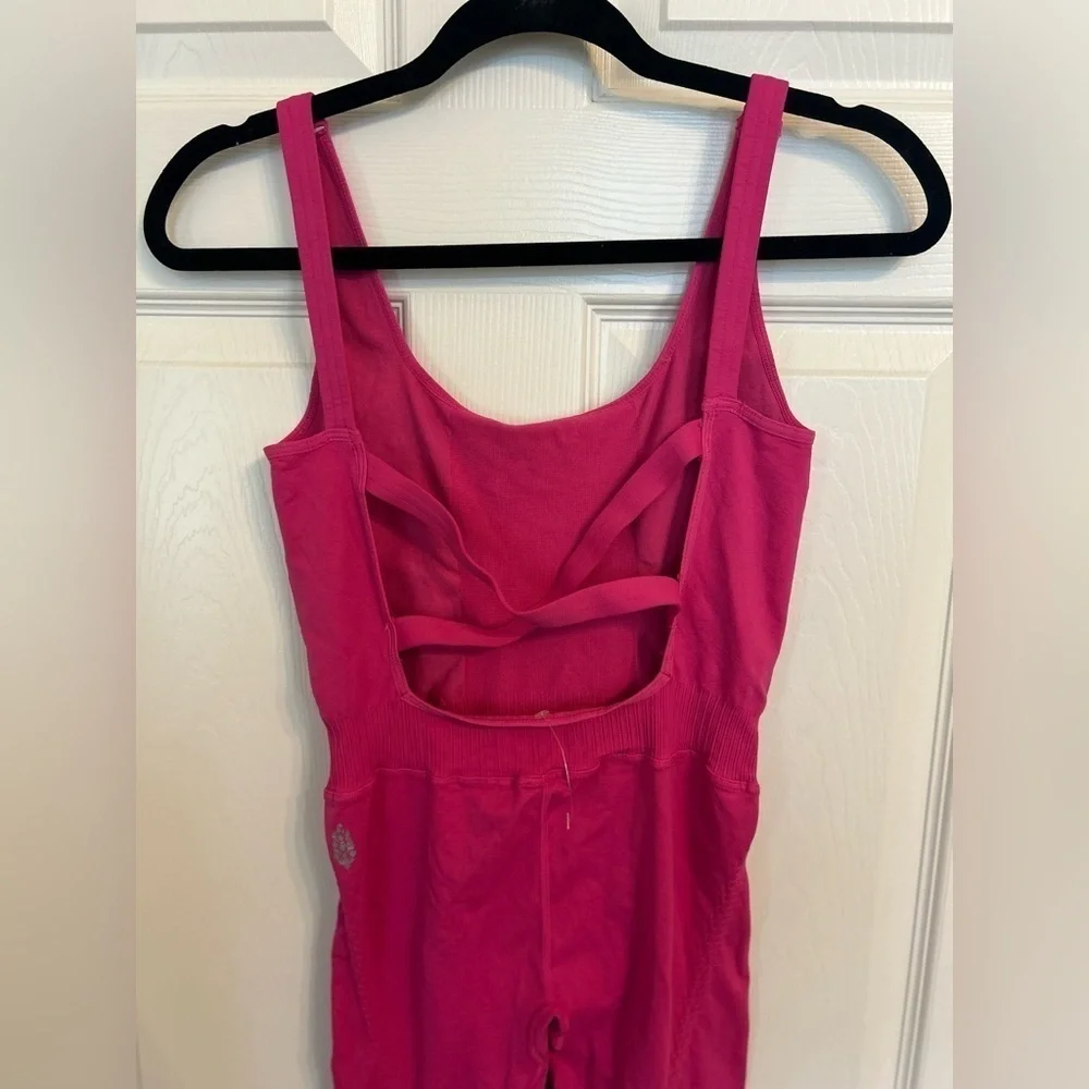 NWOT Free People, Good Karma Onesie, M/L in Fuchsia Pink